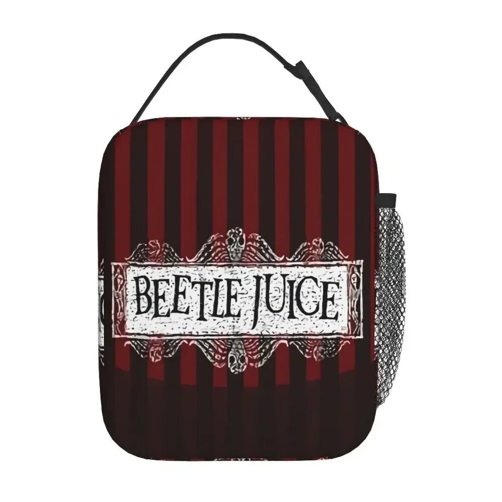 NEW Beetlejuice Red Stripes Insulated Lunch Bag Recently Deceased Tim Burton